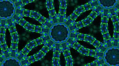 Psychedelic Kaleidoscope Burst Symmetric kaleidoscope shapes bursting and morphing with vibrant colors on beatfriendly loops