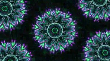 Psikedelik Kaleydoskop Patlaması simetrik kaleydoskop şekilleri patlıyor ve canlı renklerle beatendly döngülerde şekil değiştiriyor