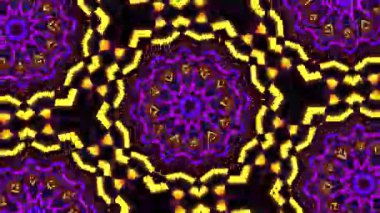 Psikedelik Kaleydoskop Patlaması simetrik kaleydoskop şekilleri patlıyor ve canlı renklerle beatendly döngülerde şekil değiştiriyor