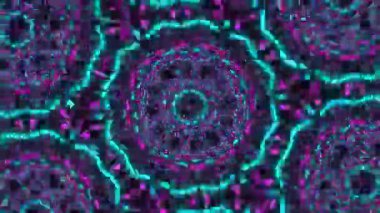 Psikedelik Kaleydoskop Patlaması simetrik kaleydoskop şekilleri patlıyor ve canlı renklerle beatendly döngülerde şekil değiştiriyor