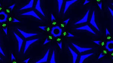 Psikedelik Kaleydoskop Patlaması simetrik kaleydoskop şekilleri patlıyor ve canlı renklerle beatendly döngülerde şekil değiştiriyor