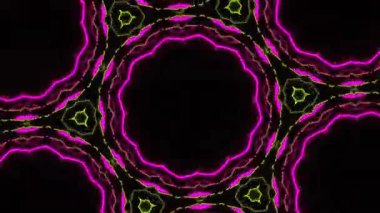 Psikedelik Kaleydoskop Patlaması simetrik kaleydoskop şekilleri patlıyor ve canlı renklerle beatendly döngülerde şekil değiştiriyor