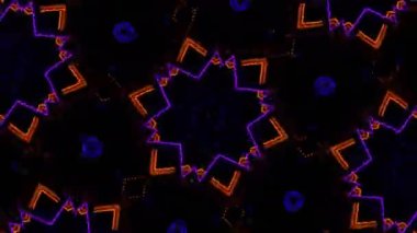 Psikedelik Kaleydoskop Patlaması simetrik kaleydoskop şekilleri patlıyor ve canlı renklerle beatendly döngülerde şekil değiştiriyor