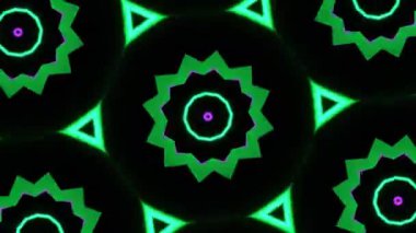 Psikedelik Kaleydoskop Patlaması simetrik kaleydoskop şekilleri patlıyor ve canlı renklerle beatendly döngülerde şekil değiştiriyor