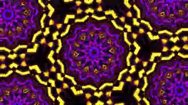 Psikedelik Kaleydoskop Patlaması simetrik kaleydoskop şekilleri patlıyor ve canlı renklerle beatendly döngülerde şekil değiştiriyor