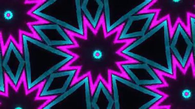 Psikedelik Kaleydoskop Patlaması simetrik kaleydoskop şekilleri patlıyor ve canlı renklerle beatendly döngülerde şekil değiştiriyor