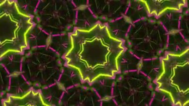 Psikedelik Kaleydoskop Patlaması simetrik kaleydoskop şekilleri patlıyor ve canlı renklerle beatendly döngülerde şekil değiştiriyor