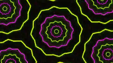Psikedelik Kaleydoskop Patlaması simetrik kaleydoskop şekilleri patlıyor ve canlı renklerle beatendly döngülerde şekil değiştiriyor