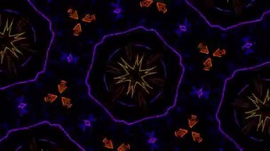 Psikedelik Kaleydoskop Patlaması simetrik kaleydoskop şekilleri patlıyor ve canlı renklerle beatendly döngülerde şekil değiştiriyor