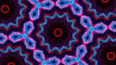 Psikedelik Kaleydoskop Patlaması simetrik kaleydoskop şekilleri patlıyor ve canlı renklerle beatendly döngülerde şekil değiştiriyor