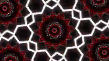 Psikedelik Kaleydoskop Patlaması simetrik kaleydoskop şekilleri patlıyor ve canlı renklerle beatendly döngülerde şekil değiştiriyor