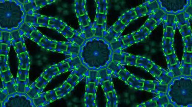 Psychedelic Kaleidoscope Burst Symmetric kaleidoscope shapes bursting and morphing with vibrant colors on beatfriendly loops