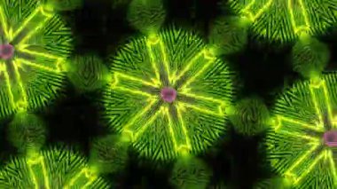 Psikedelik Kaleydoskop Patlaması simetrik kaleydoskop şekilleri patlıyor ve canlı renklerle beatendly döngülerde şekil değiştiriyor