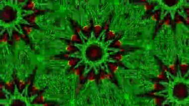 Psikedelik Kaleydoskop Patlaması simetrik kaleydoskop şekilleri patlıyor ve canlı renklerle beatendly döngülerde şekil değiştiriyor