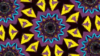 Psikedelik Kaleydoskop Patlaması simetrik kaleydoskop şekilleri patlıyor ve canlı renklerle beatendly döngülerde şekil değiştiriyor