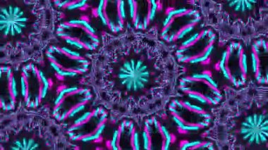 Psikedelik Kaleydoskop Patlaması simetrik kaleydoskop şekilleri patlıyor ve canlı renklerle beatendly döngülerde şekil değiştiriyor