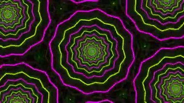Psikedelik Kaleydoskop Patlaması simetrik kaleydoskop şekilleri patlıyor ve canlı renklerle beatendly döngülerde şekil değiştiriyor