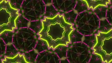 Psikedelik Kaleydoskop Patlaması simetrik kaleydoskop şekilleri patlıyor ve canlı renklerle beatendly döngülerde şekil değiştiriyor