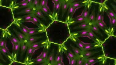 Psikedelik Kaleydoskop Patlaması simetrik kaleydoskop şekilleri patlıyor ve canlı renklerle beatendly döngülerde şekil değiştiriyor