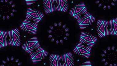 Psikedelik Kaleydoskop Patlaması simetrik kaleydoskop şekilleri patlıyor ve canlı renklerle beatendly döngülerde şekil değiştiriyor
