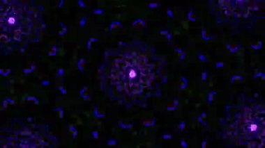 Psikedelik Kaleydoskop Patlaması simetrik kaleydoskop şekilleri patlıyor ve canlı renklerle beatendly döngülerde şekil değiştiriyor