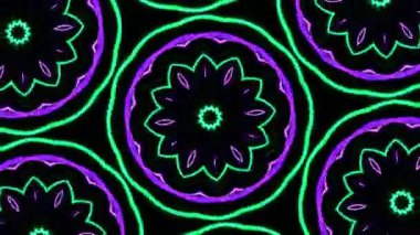 Psikedelik Kaleydoskop Patlaması simetrik kaleydoskop şekilleri patlıyor ve canlı renklerle beatendly döngülerde şekil değiştiriyor