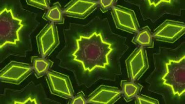 Psikedelik Kaleydoskop Patlaması simetrik kaleydoskop şekilleri patlıyor ve canlı renklerle beatendly döngülerde şekil değiştiriyor
