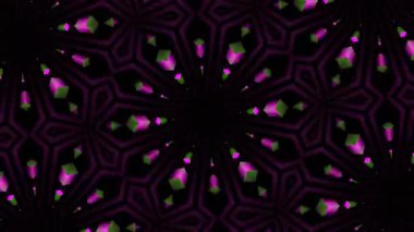 Psikedelik Kaleydoskop Patlaması simetrik kaleydoskop şekilleri patlıyor ve canlı renklerle beatendly döngülerde şekil değiştiriyor