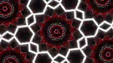 Psikedelik Kaleydoskop Patlaması simetrik kaleydoskop şekilleri patlıyor ve canlı renklerle beatendly döngülerde şekil değiştiriyor