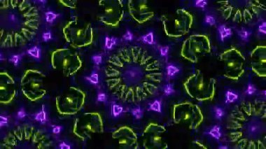 Psikedelik Kaleydoskop Patlaması simetrik kaleydoskop şekilleri patlıyor ve canlı renklerle beatendly döngülerde şekil değiştiriyor