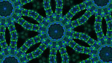 Psychedelic Kaleidoscope Burst Symmetric kaleidoscope shapes bursting and morphing with vibrant colors on beatfriendly loops