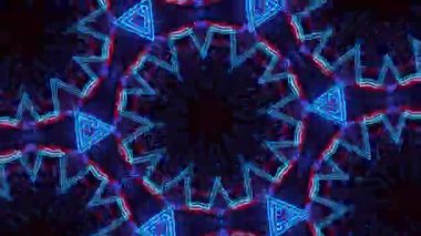 Psikedelik Kaleydoskop Patlaması simetrik kaleydoskop şekilleri patlıyor ve canlı renklerle beatendly döngülerde şekil değiştiriyor