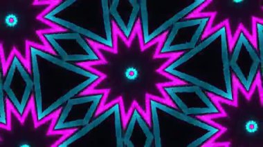 Psikedelik Kaleydoskop Patlaması simetrik kaleydoskop şekilleri patlıyor ve canlı renklerle beatendly döngülerde şekil değiştiriyor