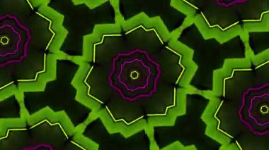 Psikedelik Kaleydoskop Patlaması simetrik kaleydoskop şekilleri patlıyor ve canlı renklerle beatendly döngülerde şekil değiştiriyor