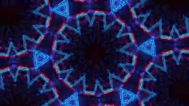 Psikedelik Kaleydoskop Patlaması simetrik kaleydoskop şekilleri patlıyor ve canlı renklerle beatendly döngülerde şekil değiştiriyor