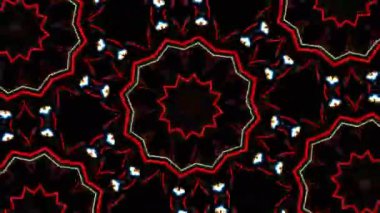 Psikedelik Kaleydoskop Patlaması simetrik kaleydoskop şekilleri patlıyor ve canlı renklerle beatendly döngülerde şekil değiştiriyor