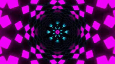 Psikedelik Kaleydoskop Patlaması simetrik kaleydoskop şekilleri patlıyor ve canlı renklerle beatendly döngülerde şekil değiştiriyor
