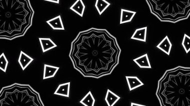 Psikedelik Kaleydoskop Patlaması simetrik kaleydoskop şekilleri patlıyor ve canlı renklerle beatendly döngülerde şekil değiştiriyor