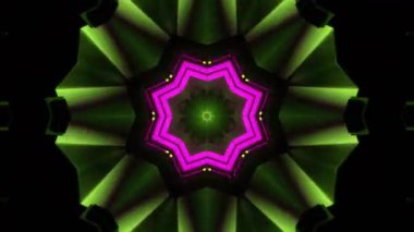 Psikedelik Kaleydoskop Patlaması simetrik kaleydoskop şekilleri patlıyor ve canlı renklerle beatendly döngülerde şekil değiştiriyor