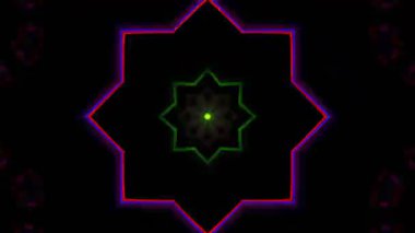 Psikedelik Kaleydoskop Patlaması simetrik kaleydoskop şekilleri patlıyor ve canlı renklerle beatendly döngülerde şekil değiştiriyor