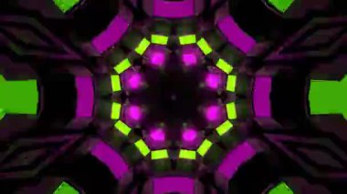 Psikedelik Kaleydoskop Patlaması simetrik kaleydoskop şekilleri patlıyor ve canlı renklerle beatendly döngülerde şekil değiştiriyor