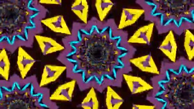 Psikedelik Kaleydoskop Patlaması simetrik kaleydoskop şekilleri patlıyor ve canlı renklerle beatendly döngülerde şekil değiştiriyor