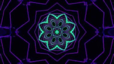 Psikedelik Kaleydoskop Patlaması simetrik kaleydoskop şekilleri patlıyor ve canlı renklerle beatendly döngülerde şekil değiştiriyor