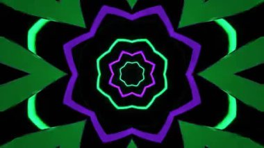 Psikedelik Kaleydoskop Patlaması simetrik kaleydoskop şekilleri patlıyor ve canlı renklerle beatendly döngülerde şekil değiştiriyor