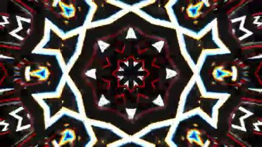 Psikedelik Kaleydoskop Patlaması simetrik kaleydoskop şekilleri patlıyor ve canlı renklerle beatendly döngülerde şekil değiştiriyor