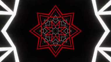 Psikedelik Kaleydoskop Patlaması simetrik kaleydoskop şekilleri patlıyor ve canlı renklerle beatendly döngülerde şekil değiştiriyor