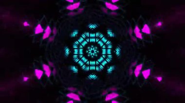 Psikedelik Kaleydoskop Patlaması simetrik kaleydoskop şekilleri patlıyor ve canlı renklerle beatendly döngülerde şekil değiştiriyor