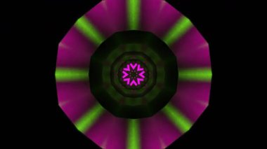 Psikedelik Kaleydoskop Patlaması simetrik kaleydoskop şekilleri patlıyor ve canlı renklerle beatendly döngülerde şekil değiştiriyor