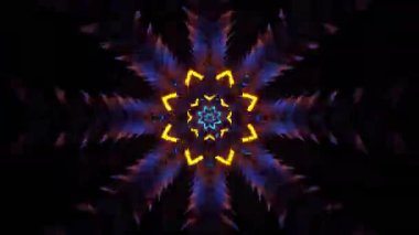 Psikedelik Kaleydoskop Patlaması simetrik kaleydoskop şekilleri patlıyor ve canlı renklerle beatendly döngülerde şekil değiştiriyor