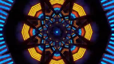 Psikedelik Kaleydoskop Patlaması simetrik kaleydoskop şekilleri patlıyor ve canlı renklerle beatendly döngülerde şekil değiştiriyor